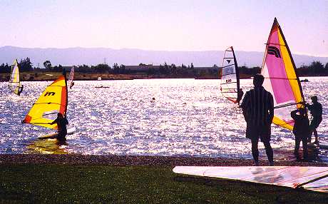 Wind surfers on Shoreline Lake